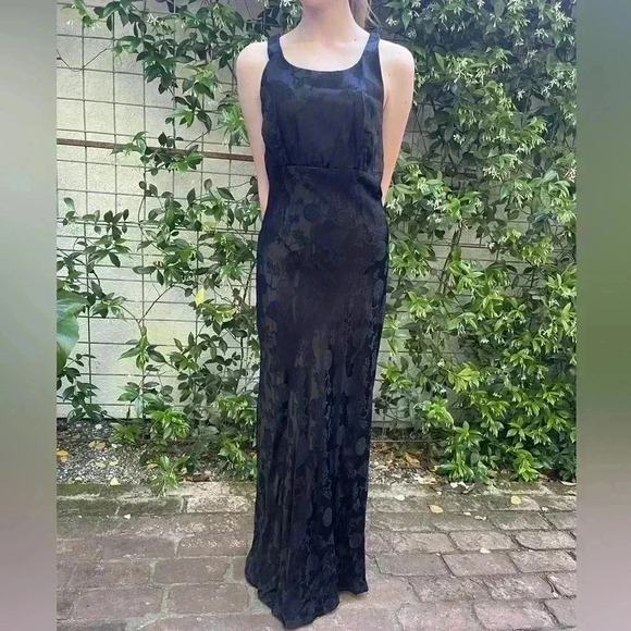Vintage rampage Asian print silky slip dress 90’s Y2K maxi strappy back size 9